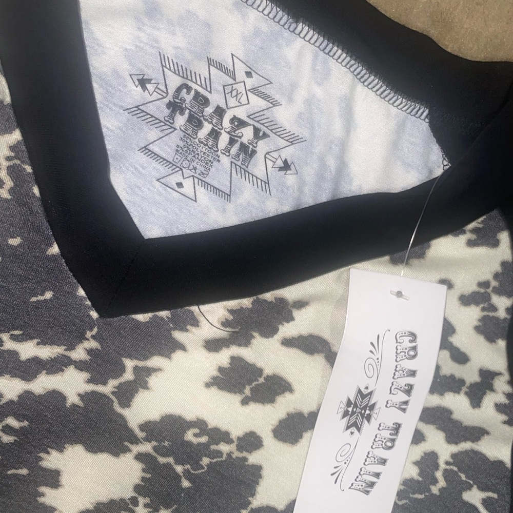 Crazy Train Black and White Animal Print Top